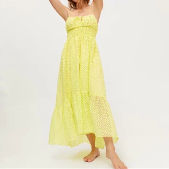 Urban outfitters yellow reina floral maxi dress - Picture 1 of 4